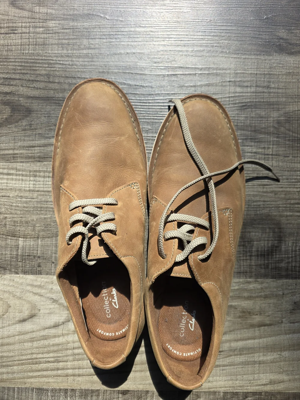 Clarks Men’s Tan Leather Casual Lace-Up Shoes